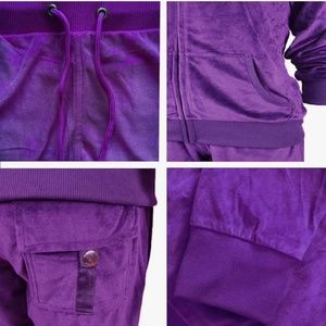 Women's Soft Velour Hoodie and Pants Tracksuit Set Sport Outfits 2 Piece Joggi